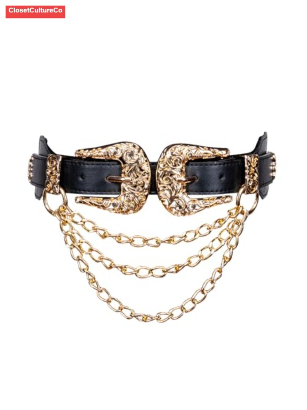 Western Double Buckle Belt Leather Elastic Waist Cinch Cowgirl